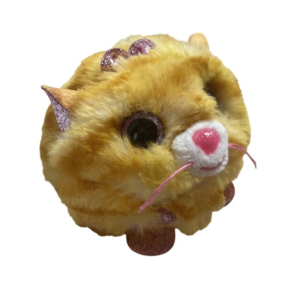 Calico Kitty Ball Plush with Glitter Details Kitten Toy Round Cat - Picture 1 of 7